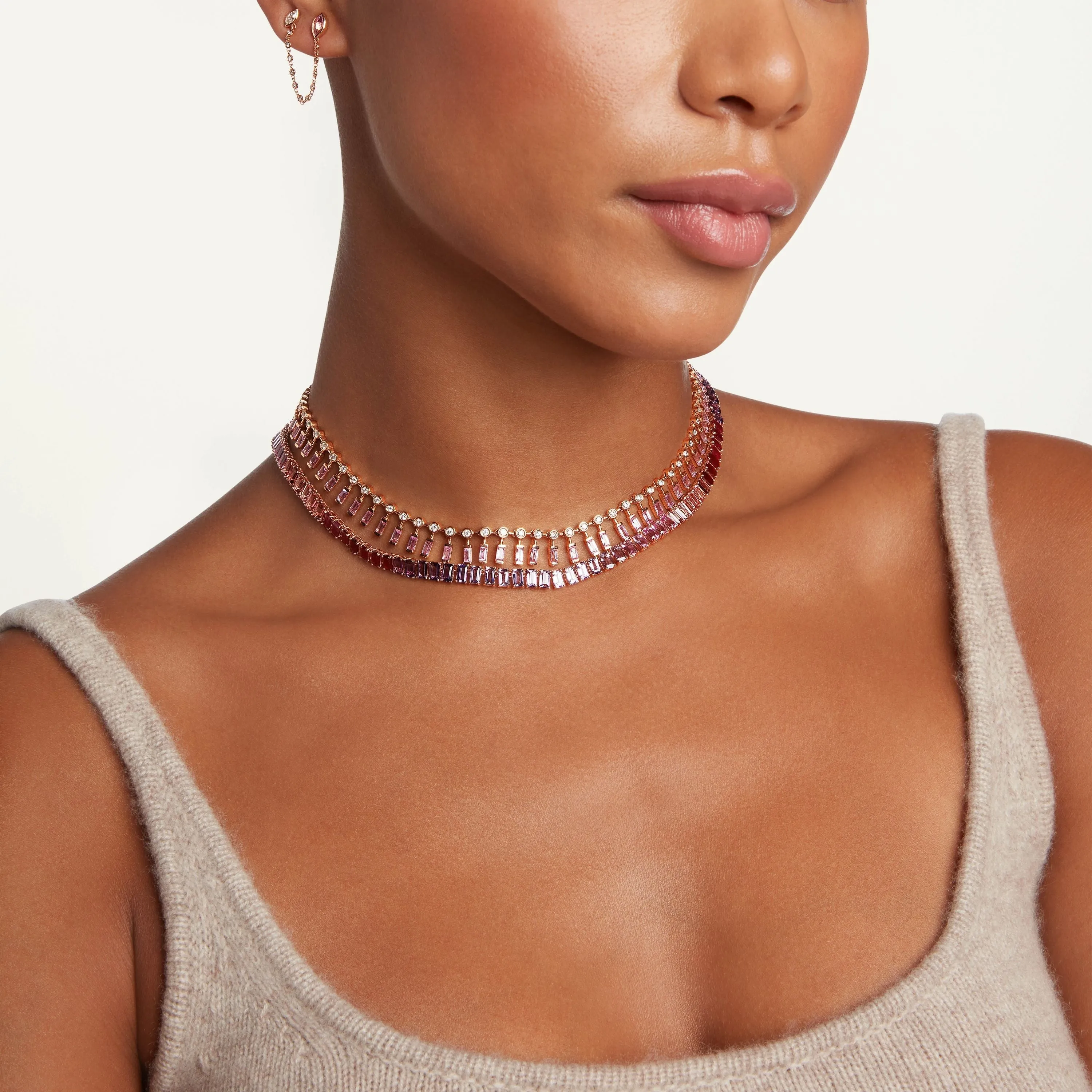 PINK SAPPHIRE & DIAMOND DOT-DASH CHOKER