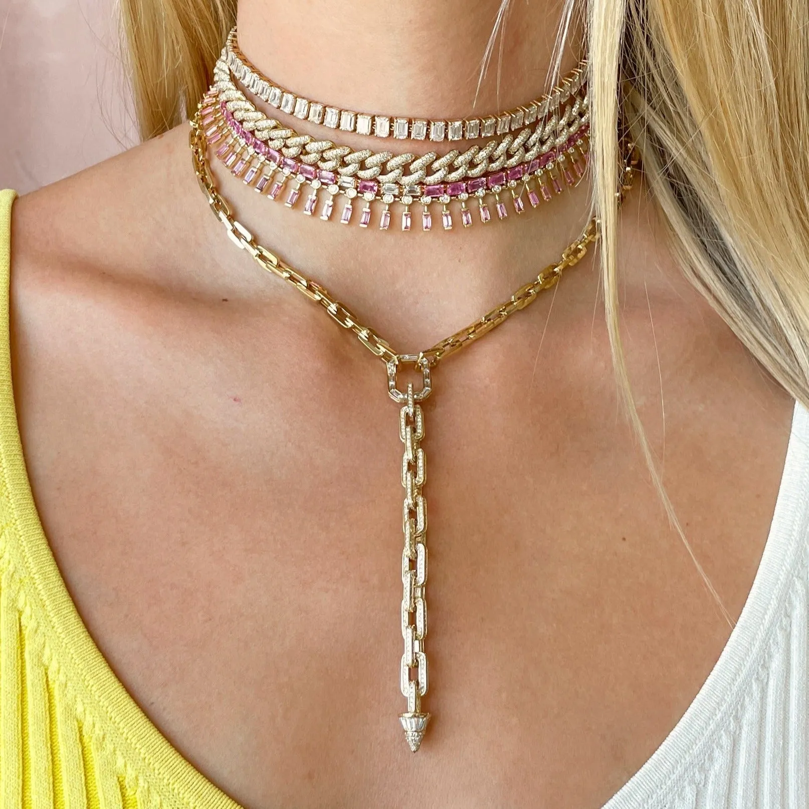 PINK SAPPHIRE & DIAMOND DOT-DASH CHOKER