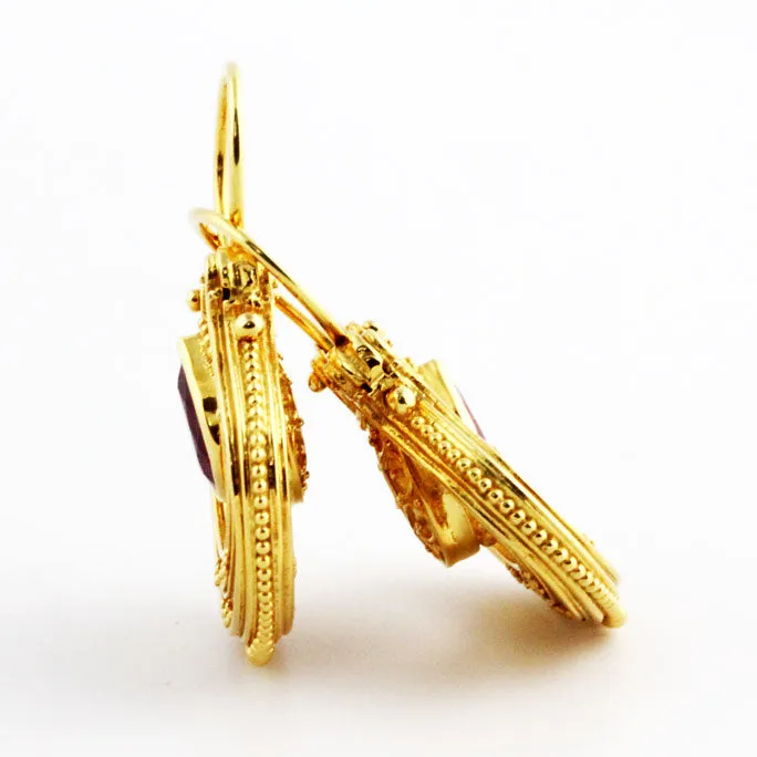 Queen's Lyre Byzantine Gold Earrings