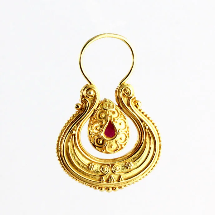 Queen's Lyre Byzantine Gold Earrings