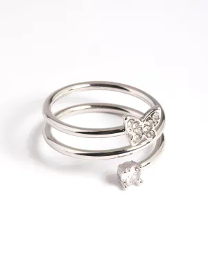 Rhodium Mini Butterfly Wrap Ring