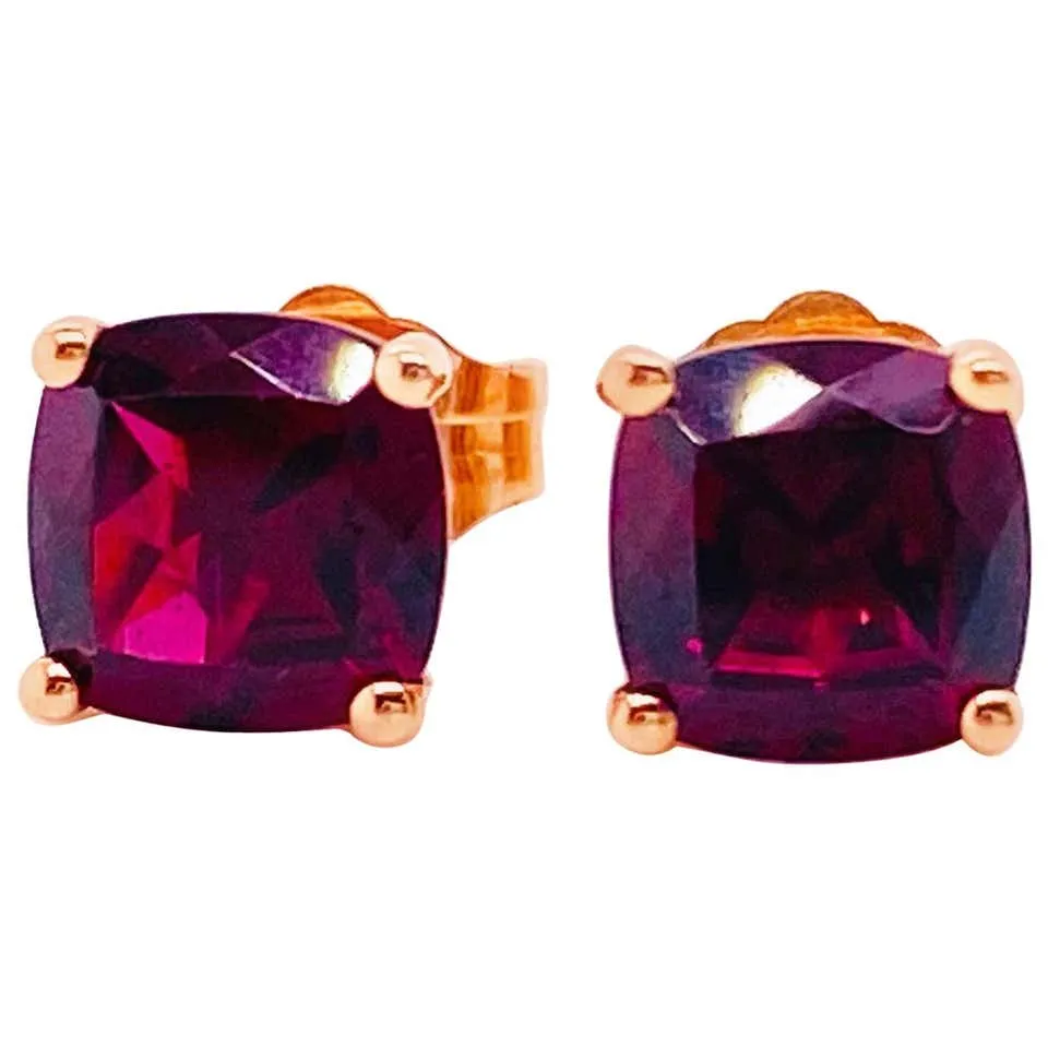 Rhodolite Garnet Stud Earrings