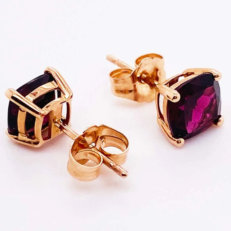 Rhodolite Garnet Stud Earrings