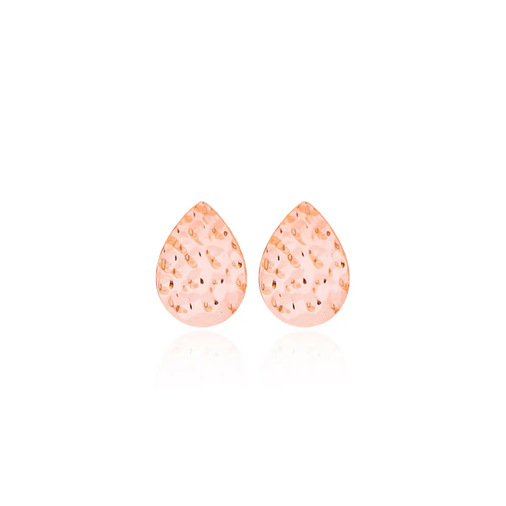 Rose Gold Pressed Metal Earrings - Sterling Silver