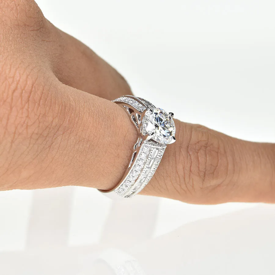 Round Diamond Ring with a Wide Band