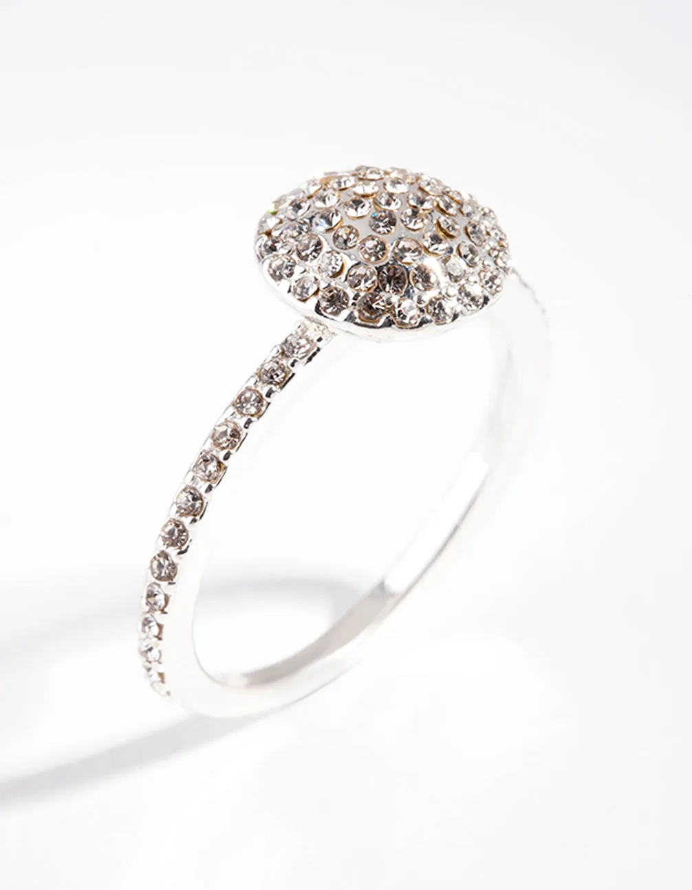 Silver Diamante Round Ring