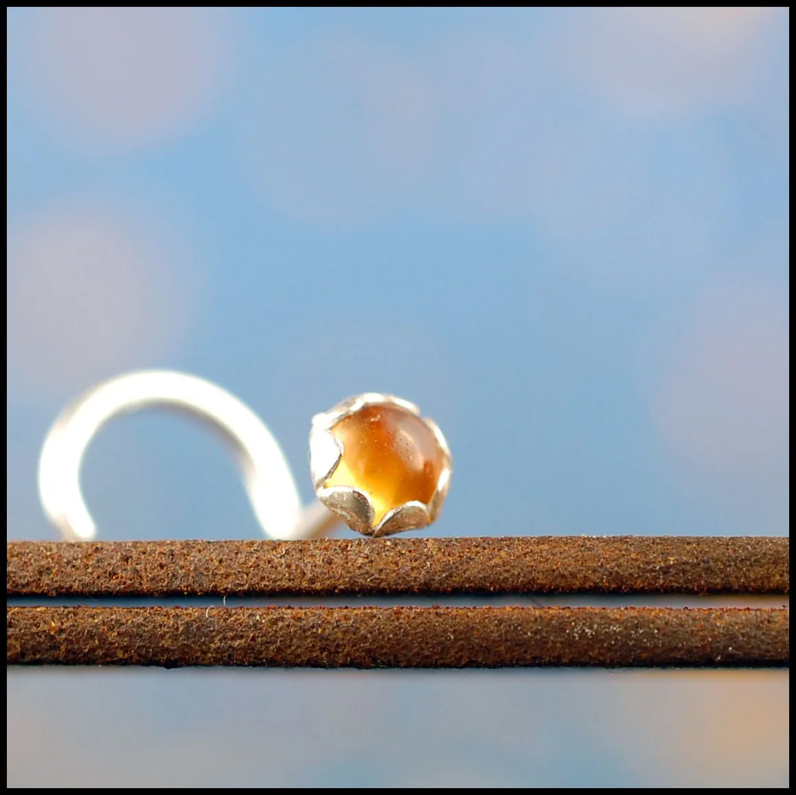 Sunny Citrine and Silver Nose Stud