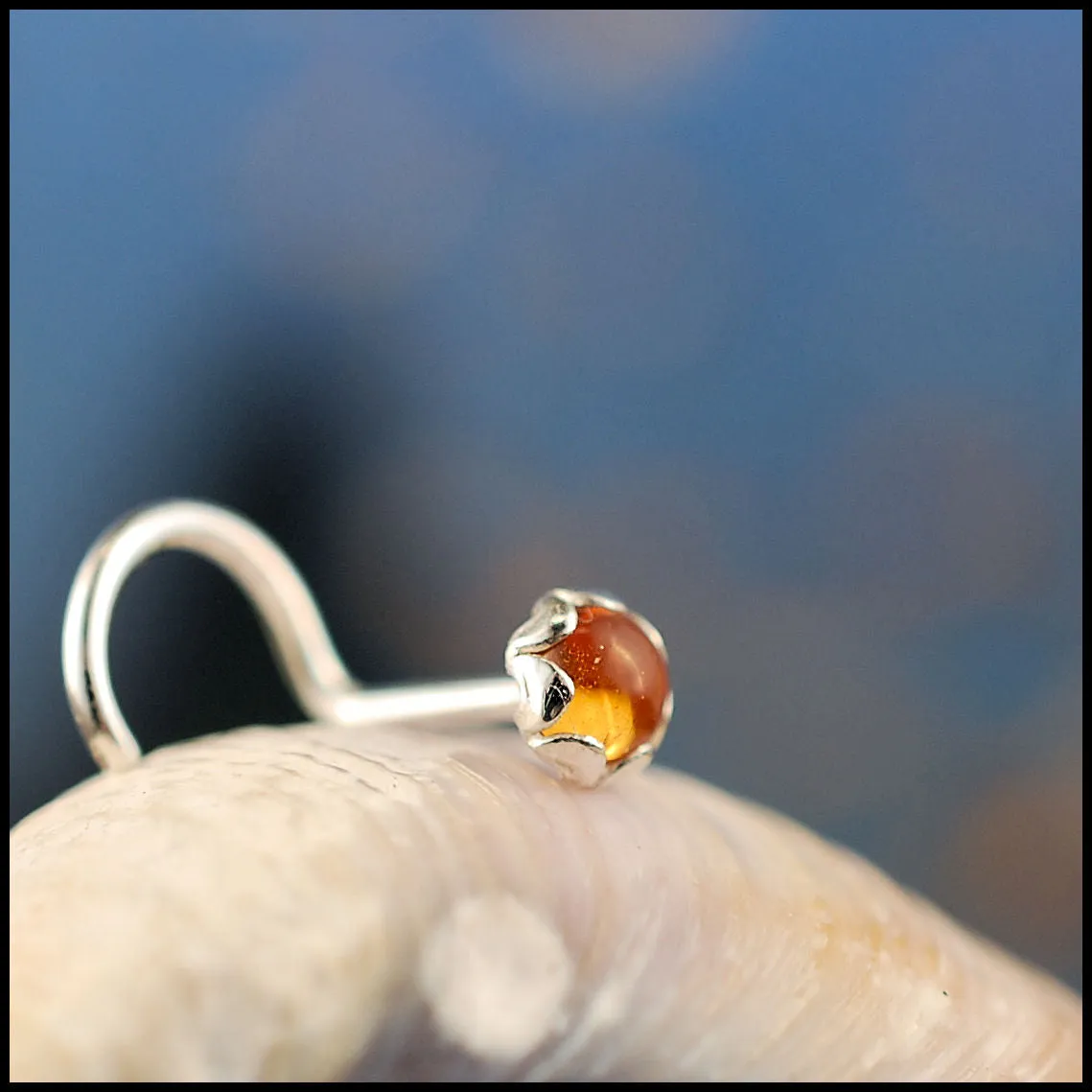 Sunny Citrine and Silver Nose Stud