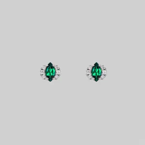 TALIA. Green Quartz Cluster Stud Silver Earrings