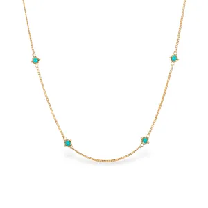 Textile Gold Necklace in Turquoise