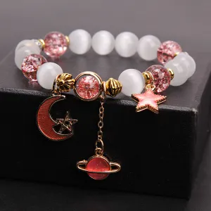 Toleet Gold Link Celestial Body Pearl Bracelet