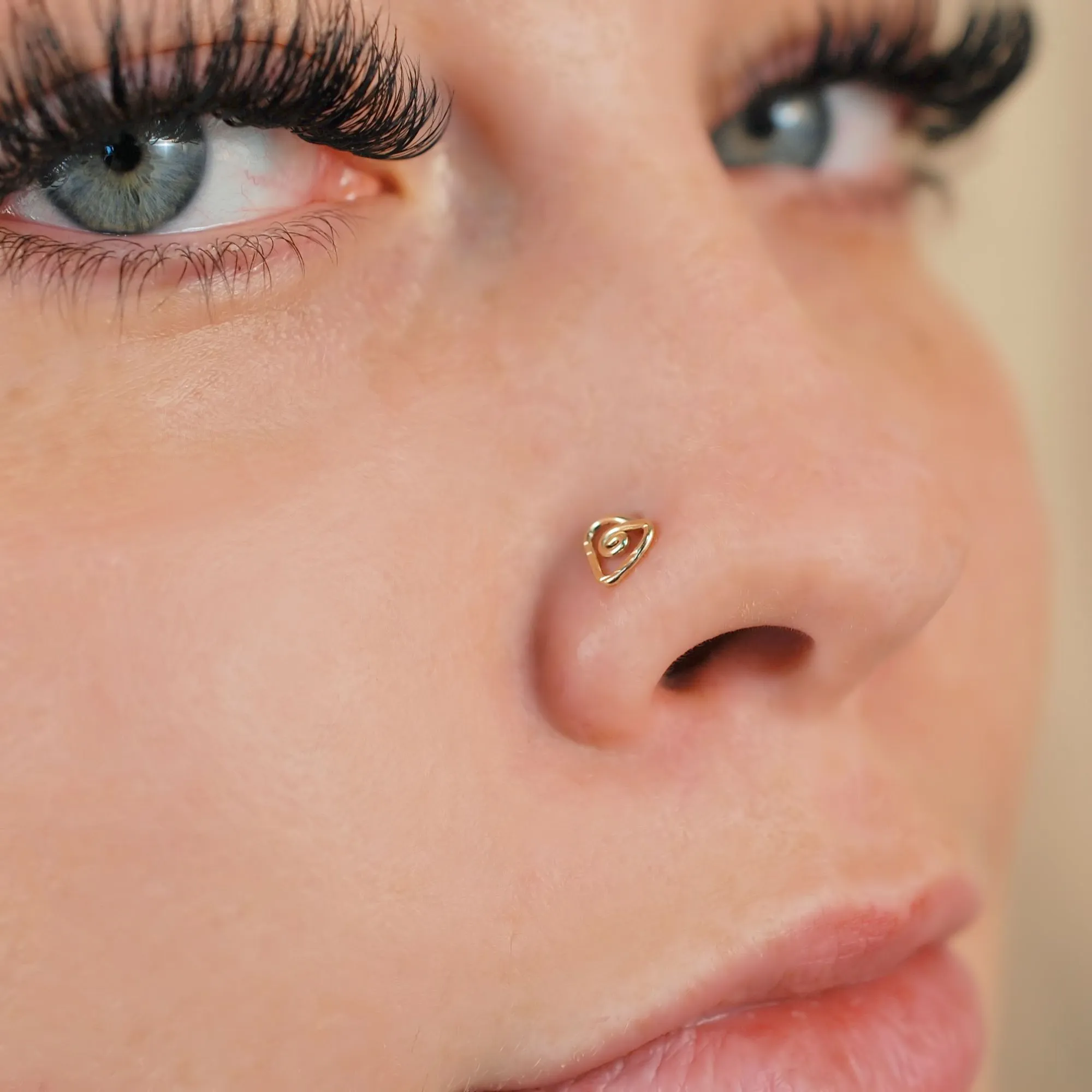 Tribal Triangle Rose Gold Nose Stud