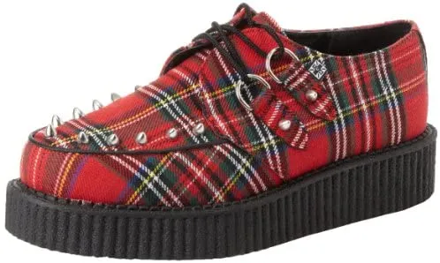 T.U.K RED TARTAN ROT STUD LOW CREEPER