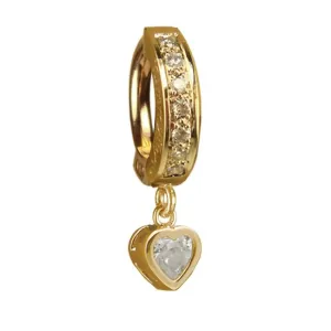 TummyToys® Yellow Gold Cubic Zirconia Heart with DIAMOND Pave Clasp