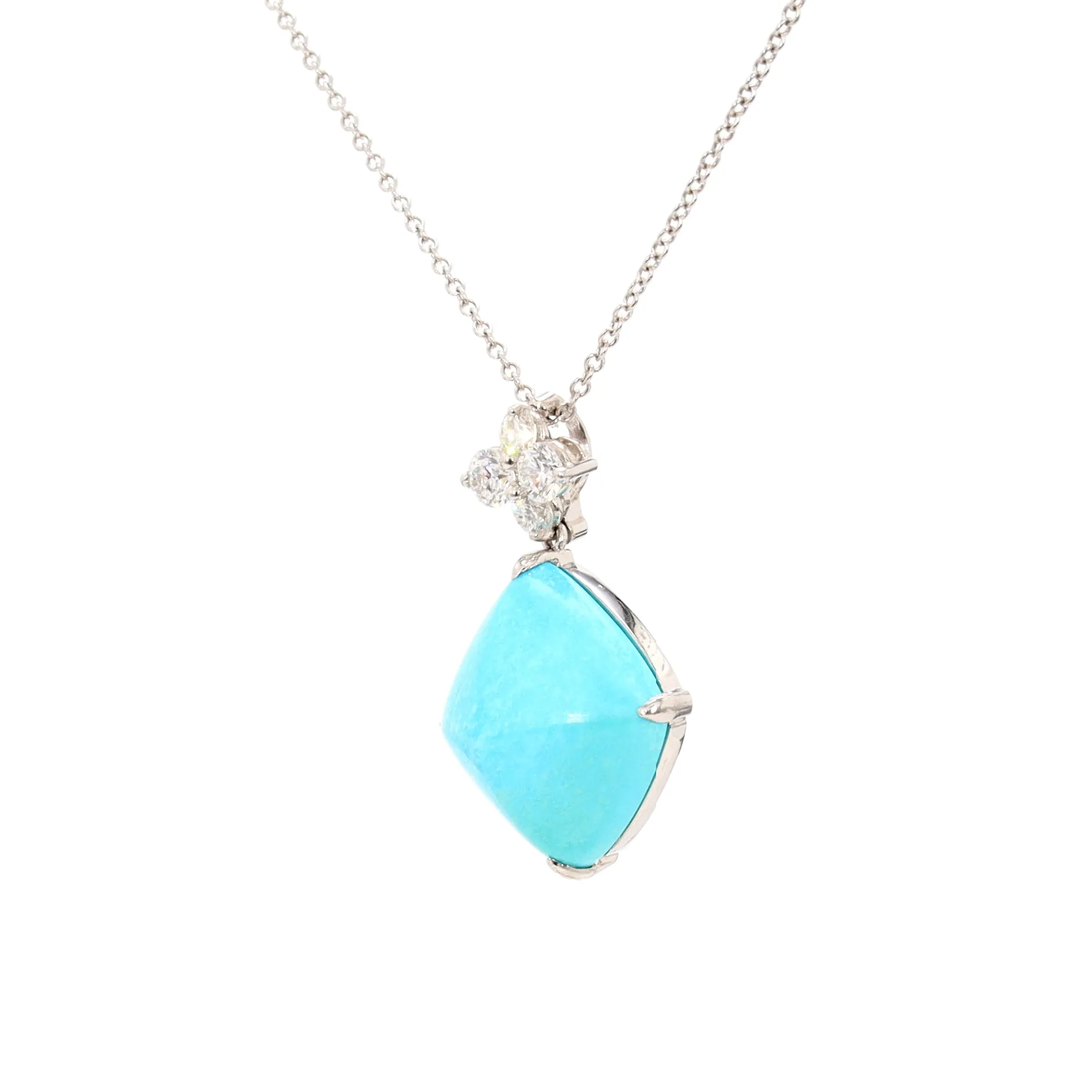 Turquoise and Diamond Pendant Necklace