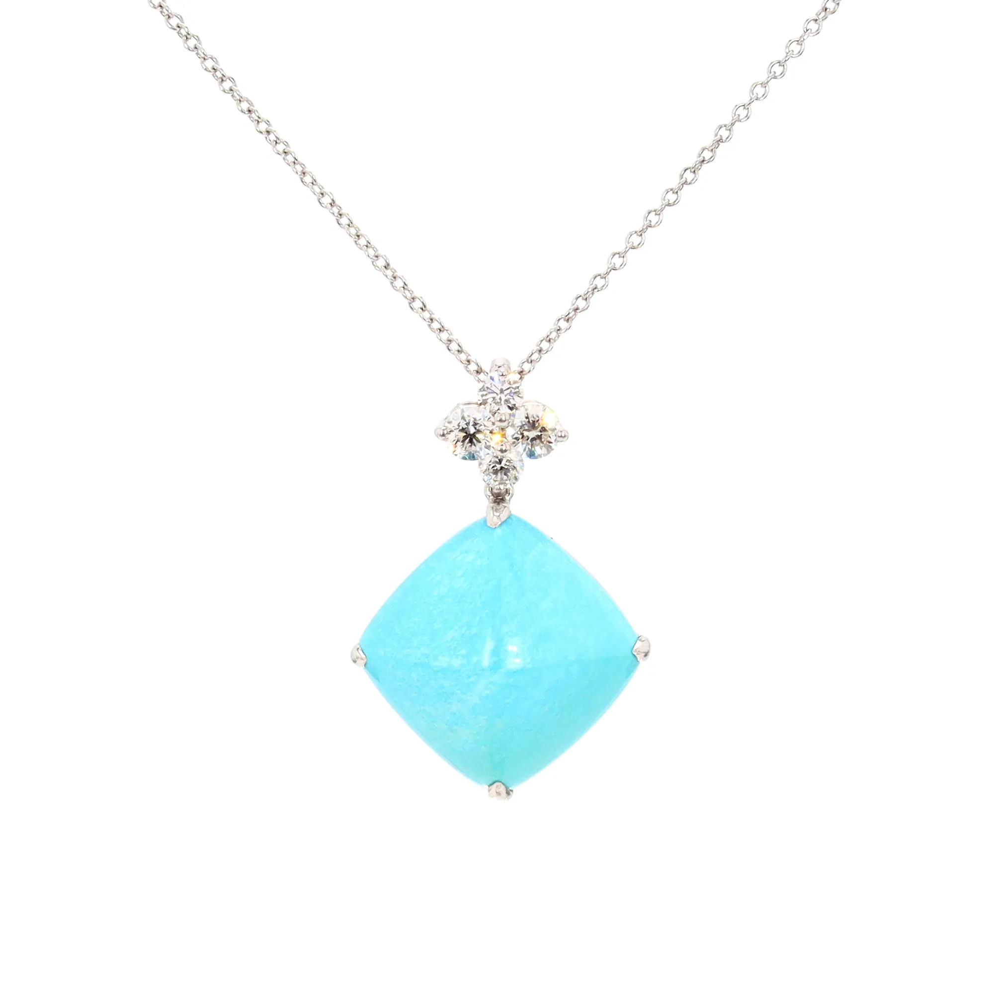 Turquoise and Diamond Pendant Necklace