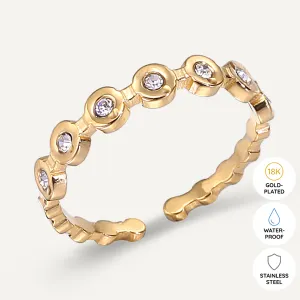 Vibes | Dazzling Dots Eternity Adjustable Ring | 18K Gold-Plated