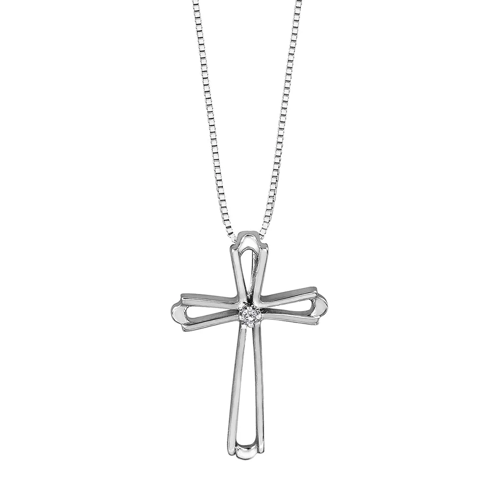 White Gold and Diamond Cross Pendant