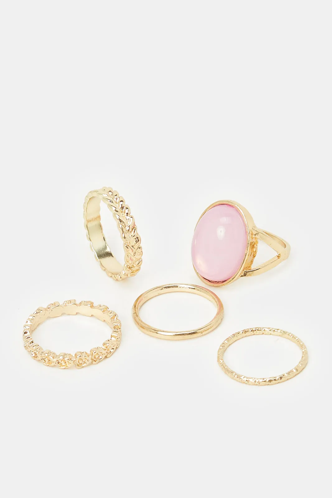 Women Gold Embellished Ring Set(5 Piece)