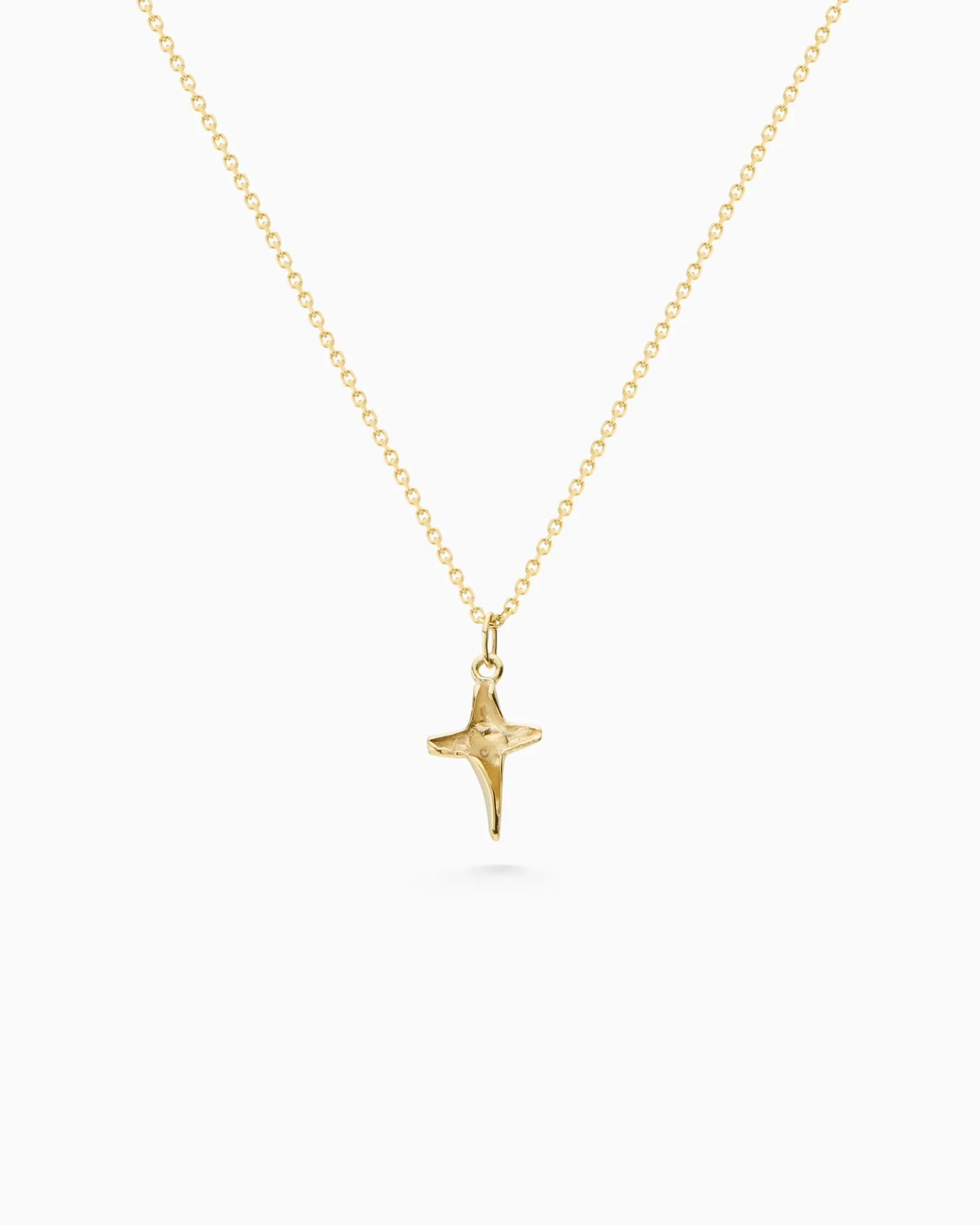 X Mini Folded Cross Necklace | Solid Gold